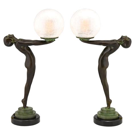 Art Deco Style Lamp Clart Nude With Globe By Max Le Verrier H Inch