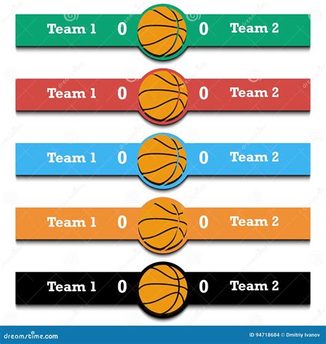 Set Score Of The Basketball Match Stock Vector Illustration Of Icons