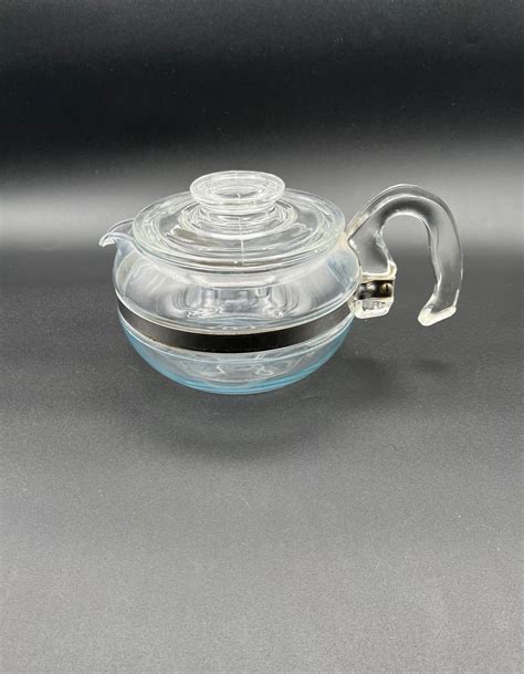 Vintage PYREX Clear Glass Flameware Glass Teapot Stainless Glass 1930