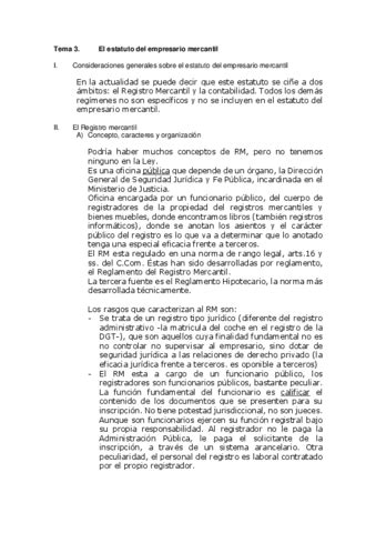 Tema El Estatuto Del Empresario Mercantil Pdf