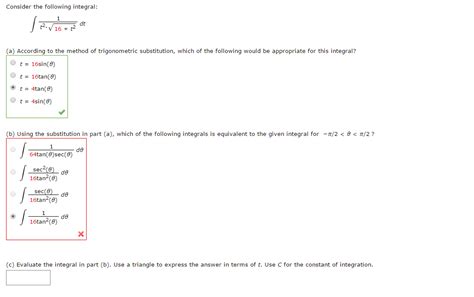 Solved Consider The Following Integral Integral 1 T 2