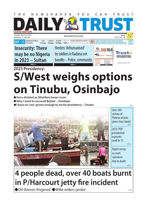 Nigerian Newspapers Daily Front Pages Review Tuesday April