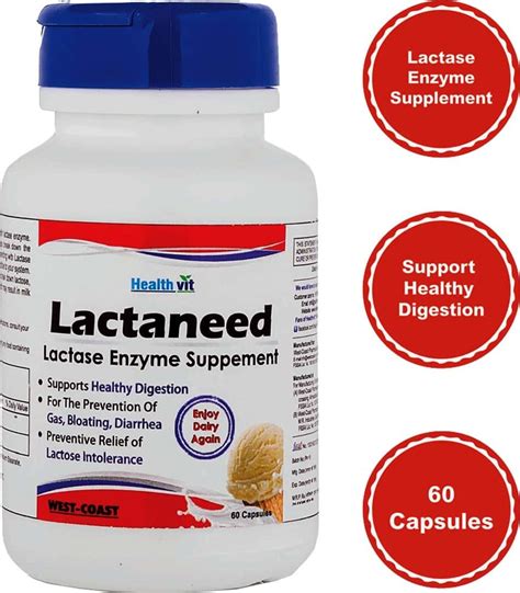 Buy HEALTHVIT LACTANEED LACTASE ENZYME SUPPLEMENT 300MG FOR LACTOSE INTOLERANCE - 60 CAPSULES ...