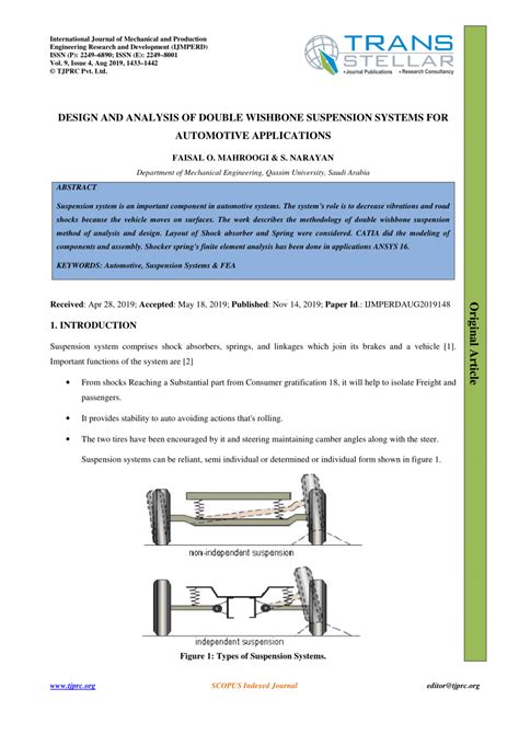 (PDF) Design and analysis of Double Wishbone suspension systems for ...