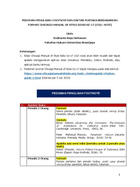 Ketentuan Penulisan Footnote Dan Daftar Pustaka Berdasarkan Format ...