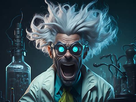 Premium AI Image Mad Scientist Or Crazy Professor Character In