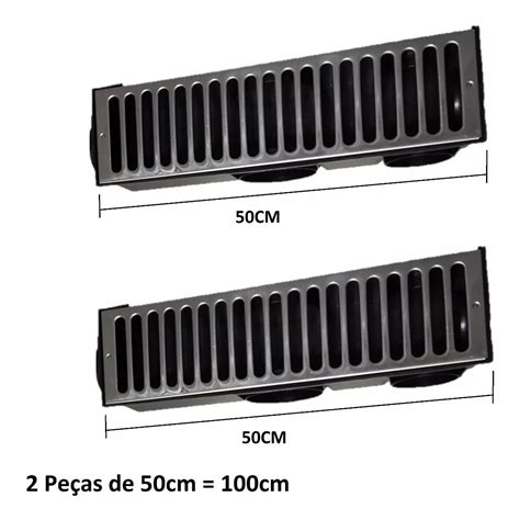 Kit 5 Grelhas Ralo Linear Perfurada Inox 15x100 Cm Mebuscar Brasil