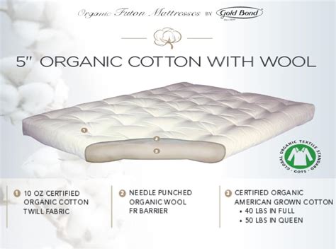 Full Size 5" Organic Cotton & Wool Futon Mattress - Right Futons ...