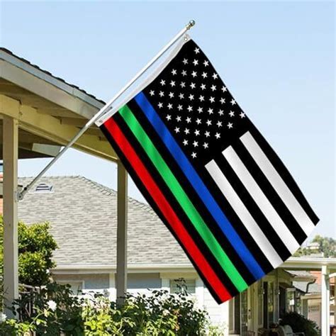 3x5 Double Sided Outdoor Heavy Duty 3 Ply Thin Blue Red Green Line Flag Ebay