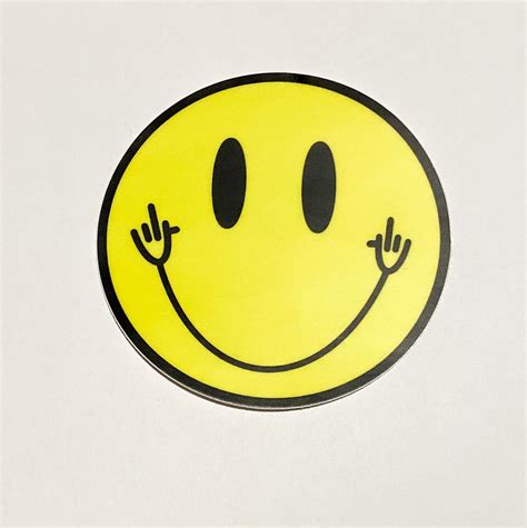 Flip off Smiley Face Sticker, Funny, Cute, Trendy, Cussing, Gifts for ...