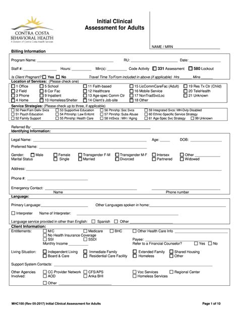 Clinical Assessment Initial Form Fill Out Sign Online Dochub