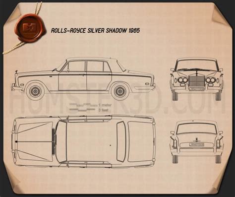 Rolls-Royce Silver Shadow 1965 Blueprint - Hum3D