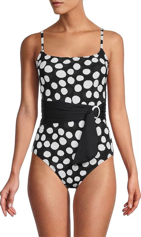 La Blanca Mod For Dot Print Belted One Piece Swimsuit Shopstyle