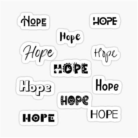 Hope Stickers In 10 Different Fonts Sticker For Sale By Magleen