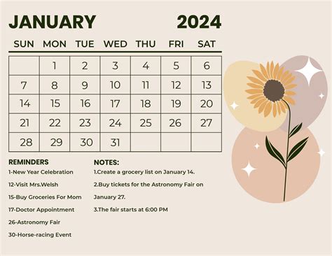 FREE January 2024 Calendar Templates Examples Edit Online