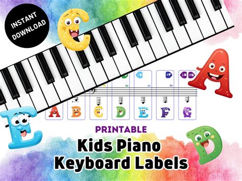 Kids Piano Keyboard Labels Piano Stickers for Beginners Print, Cut and Play Instant Download ...