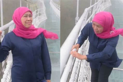 Viral Video Detik Gubernur Jatim Terpeleset Di Jembatan Kaca