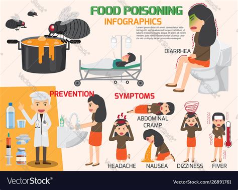 Stomach Ache Food Poisoning Infographics Vector Image