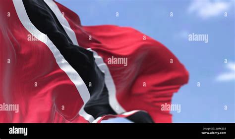 Detail Of The National Flag Of Trinidad And Tobago Waving In The Wind