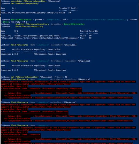 Find Psresource Throw Repositoryapiversionunknown Exception When The