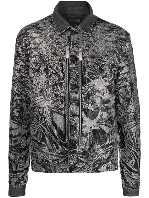 Philipp Plein Crystal Embellished Jacket Grey Editorialist