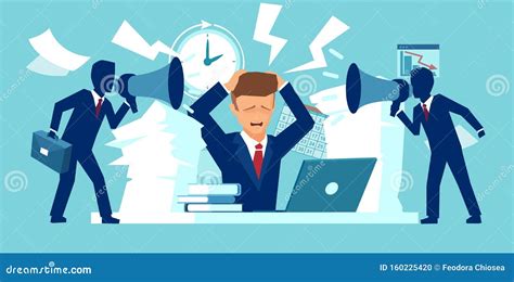 vector   stressed employee  pressured  boss  approaching