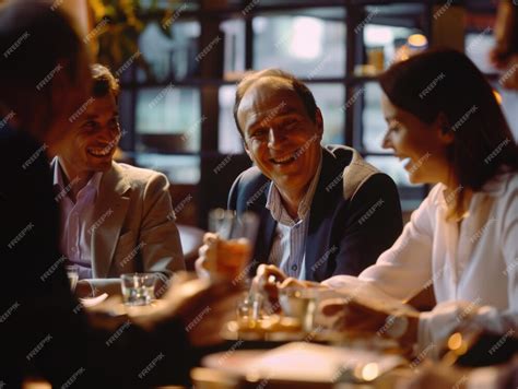 people seated  table premium ai generated image