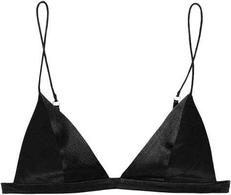 Silriver Womens Silk Satin Triangle Bralette Soft Cup Wireless Bra