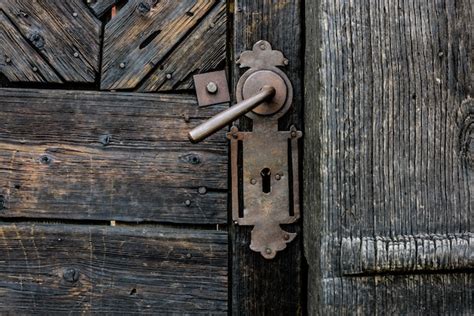 Premium Photo Foreground Of Old Wooden Door With Iron Handle Old