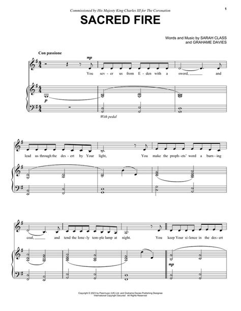 Sheet Music With The Words Sacred Fire