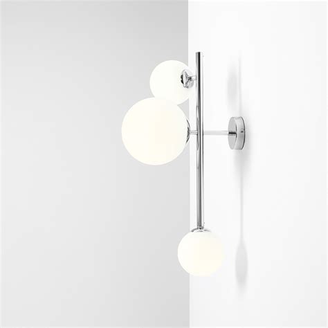 Designer Dione White Chrome Glamour Glass Balls Wall Lamp Aldex