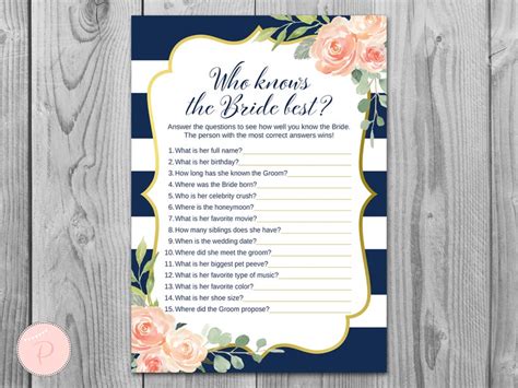 How Well Do You Know The Bride Game Who Knows The Bride Best Etsy