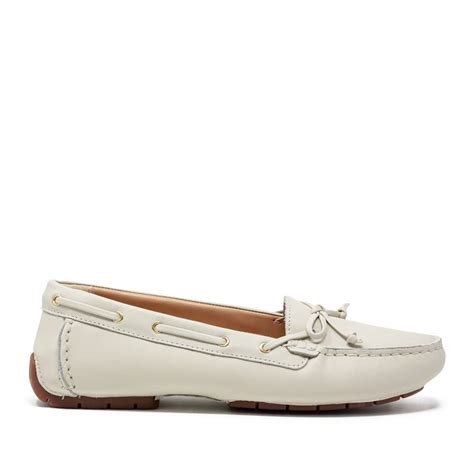 Clarks C Mocc Boat2 White Black Leather 121 Shoes