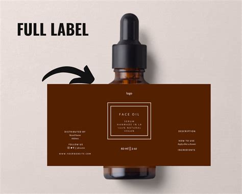 Skin Care Label Template Skincare Product Label Serum Label