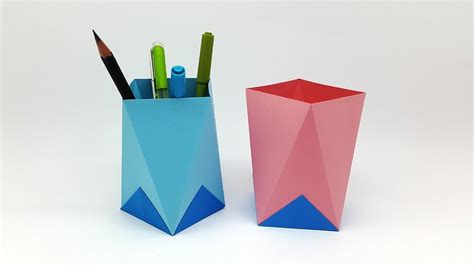 How To Make Easy Origami Pen Holder Paper Pen Stand Paper Pencil