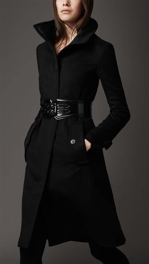 Lyst Burberry Long Cashmere Blend Coat In Black