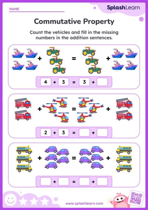 Commutative Property Of Addition Fun With Vehicles — Printable Worksheets Library