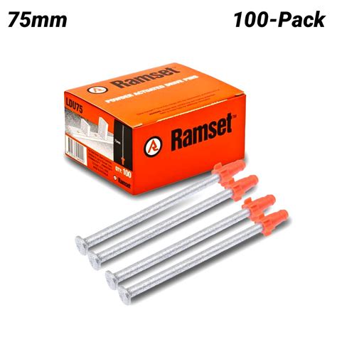 Ramset Ldu75 100 Pack 75mm Standard Drive Pins For Concrete Masonry