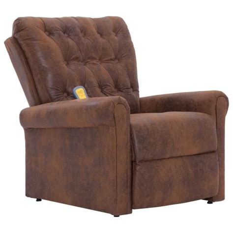 VidaXL Fauteuil Inclinable De Massage Marron Similicuir Daim