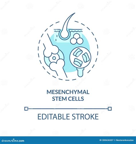 Thin Line Blue Mesenchymal Stem Cells Icon Concept Stock Vector