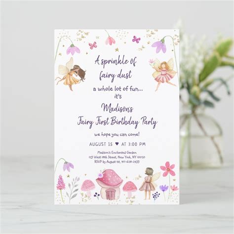 Fairy First Birthday Enchanted Garden Invitation Artofit