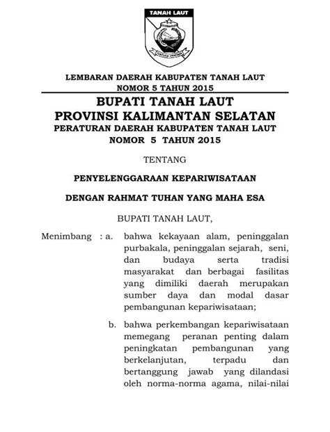 PDF LEMBARAN DAERAH KABUPATEN TANAH LAUT NOMOR 5 2016 08 03