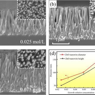 SEM Images Of Top View And Cross Section Of ZnO Nanowires Prepared With