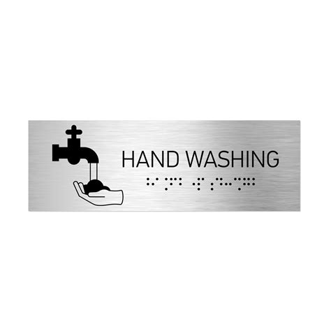 Hand Washing Signs Stainless Steel Sign With Braille 11 8x3 9