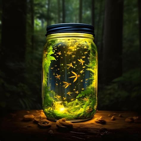 Premium AI Image | fireflies in a jar Lanterns