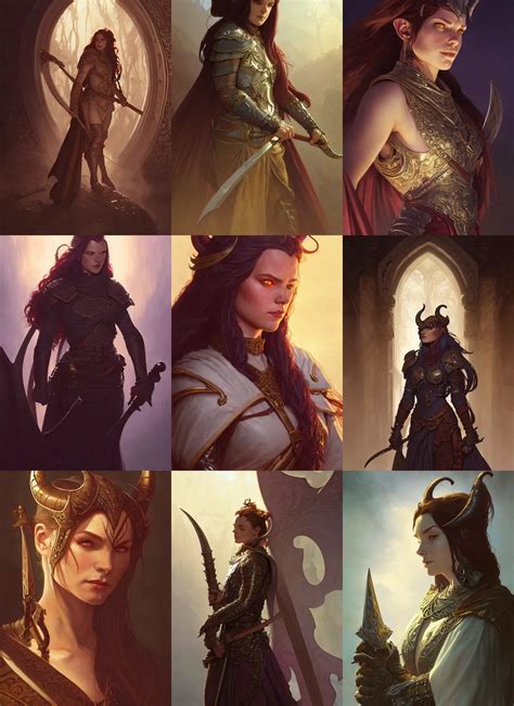 An Evocative Portrait Of A Female Tiefling Paladin D Stable Diffusion