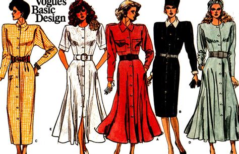 Vogue Vintage Sewing Pattern Misses Dress Button Front With