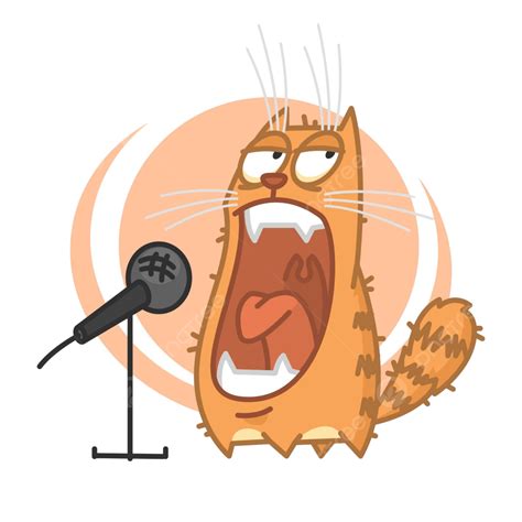 Red Cat Yells Into Microphone Animals Beauty Fun Vector Animals