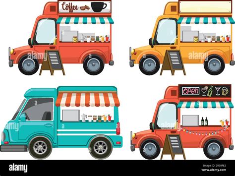 Set of food truck cartoon illustration Stock Vector Image & Art - Alamy