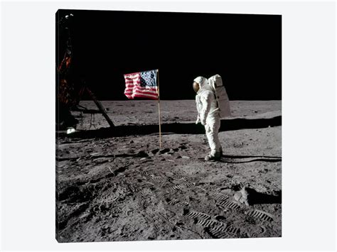 Neil Armstrong Placing American Flag on the Mo - Canvas Artwork | NASA